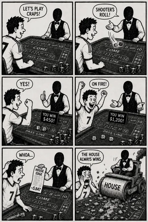 Comic illustration of a craps player in Canada