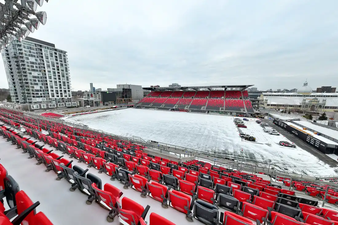 The stands and field at TD Place, home of the Ottawa REDBLACKS