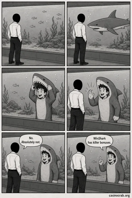 Comic illustration for the Winshark casino review